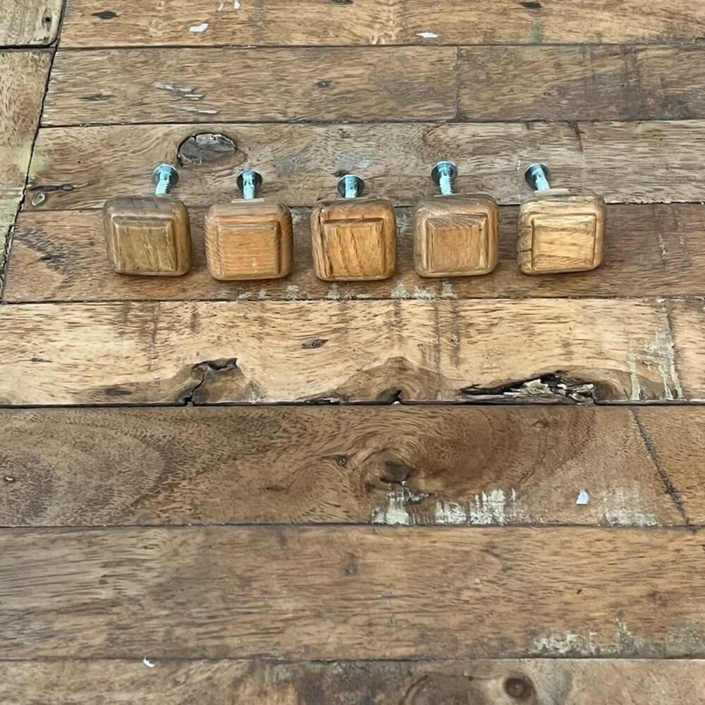 Vintage Decorative Wooden Cabinet Knobs Set of 5